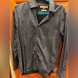 Men's Navy and Gray Patterned Shirt